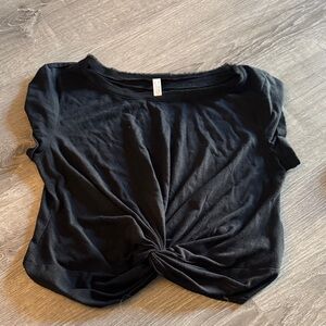 FP Movement by Free People Black Knotted Short Sleeve Tee